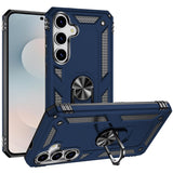 Premium Ring Magnetic Kickstand Hybrid Case For Samsung S25 FE - Dark Blue