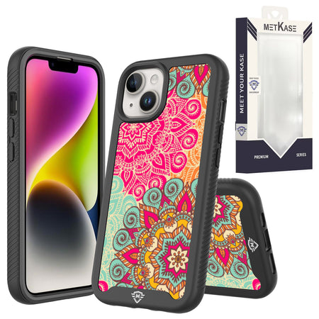 Metkase Premium Exotic Design Hybrid Case In Slide-Out Package For iPhone 13 / iPhone 14 6.1" - Mandala