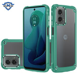 Metkase Ultimate Casex Transparent Hybrid Case With Metal Buttons And Camera Edges In Premium Slide-Out Package For Motorola Moto G 5G 2024 - Might Green