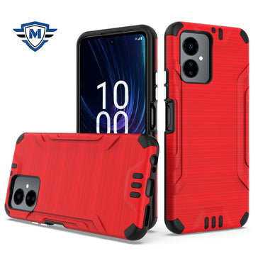 Metkase Strong Tough Metallic Design Hybrid Case In Slide-Out Package For Boost Celero Sc 5G 2024 - Red