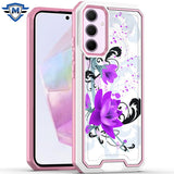 Metkase Premium Rank Design Fused Hybrid Case In Slide-Out Package For Samsung A35 5G - Rose Pink Floral