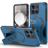HR Premium Sturdy Bracket Kickstand Magnetic Hybrid Case For Moto G Stylus 5G 2025 - Blue