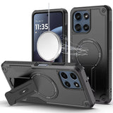 HR Premium Sturdy Bracket Kickstand Magnetic Hybrid Case For Moto G 5G 2025/2026 / G Play 2026 - Black