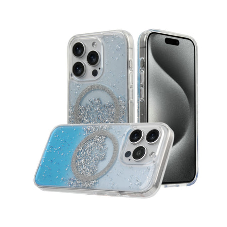 Metkase Glitter Transparent [Magnetic Circle] Shockproof Hybrid Case For Iphone 12 & Iphone 12 Pro - Blue