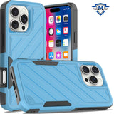 Metkase Noble Lined Shockproof Dual Layer Hybrid Case In Slide-Out Package For iPhone 16 Pro 6.3 Inch - Sky Blue/Black