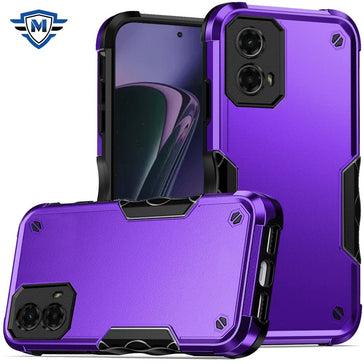 Metkase Exquisite Tough Shockproof Hybrid Case In Slide-Out Package For Motorola Moto G Stylus 5G 2024 - Dark Purple/Black