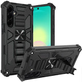 HR Premium Machine Design Hybrid Case With Kickstand For Samsung Galaxy A27 - Black