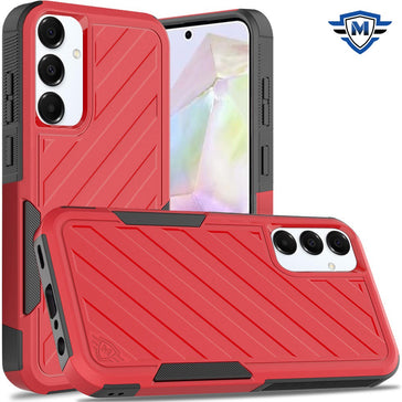 Metkase Noble Lined Shockproof Dual Layer Hybrid Case For Samsung Galaxy A36 - Red/Black