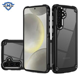 Metkase Ultimate Casex Transparent Hybrid Case With Metal Buttons And Camera Edges For Samsung S25/S24 - Black