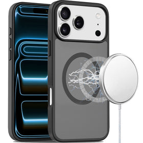 HR Premium [Magnetic Circle] Smooth Safe Matte Feel Hybrid Case For Iphone 18 Pro - Black