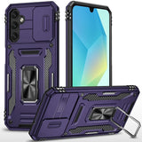 Premium Utter Tough Metal Ring Movable Camera Window Hybrid Case Cover For Samsung A16 5G - Dark Purple