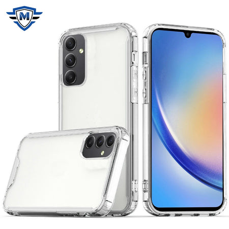 Metkase Colored Shockproof Transparent Hard Pc Tpu Hybrid Case Cover In Premium Slide-Out Package For Samsung A35 5G - Clear/Clear