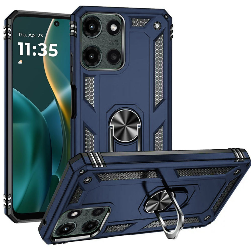 Premium Ring Magnetic Kickstand Hybrid Case Cover For Moto G Stylus 5G 2025 - Blue