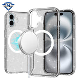 Metkase Glitter Ultra [Magnetic Circle] Thick 3mm Transparent Hybrid Case In Slide-Out Package For iPhone 16 6.1 Inch - Smoke