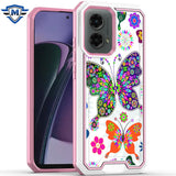 Metkase Premium Rank Design Fused Hybrid Case In Slide-Out Package For Motorola Moto G Stylus 5G 2024 - Colorful Butterflies