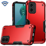 Metkase Exquisite Tough Shockproof Hybrid Case In Slide-Out Package For Motorola Moto G 5G 2024 - Red/Black