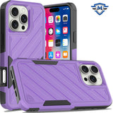 Metkase Noble Lined Shockproof Dual Layer Hybrid Case In Slide-Out Package For iPhone 16 Pro 6.3 Inch - Dark Purple/Black