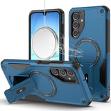 Premium Sturdy Bracket Kickstand Magnetic Hybrid Case For Samsung A17 5G - Blue