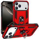 Premium Ring Magnetic Kickstand Hybrid Case Cover For iPhone 17 Pro Max - Red