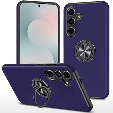 Premium Chief Oil Painted Magnetic Ring Stand Hybrid Case Cover For Samsung S25 FE - Dark Purple