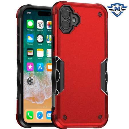 Metkase Exquisite Tough Shockproof Hybrid Case Cover In Slide-Out Package For iPhone 16 Plus 6.7 Inch - Red