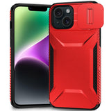 Premium Ultimate U Design Hybrid Case With Camera Cover For iPhone 13/14 - Red