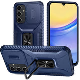 Premium Complete Magnetic Metal Ring Stand Camera Protection Hybrid Case For Samsung A15 5G - Blue