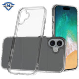 Metkase Pure Crystal Transparent Thick 2.0Mm Shockproof Chromed Buttons Case In Slide-Out Package For iPhone 16 Plus 6.7 Inch - Clear