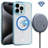 Metkase Transparent [Magnetic Circle] Simplistic Hybrid Case For iPhone 15 - Blue