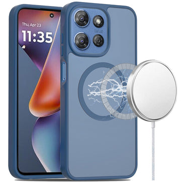 HR Premium [Magnetic Circle] Smooth Safe Matte Feel Hybrid Case For Moto G 5G 2025/2026 / G Play 2026 - Navy Blue