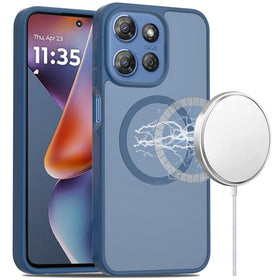 HR Premium [Magnetic Circle] Smooth Safe Matte Feel Hybrid Case For Moto G 5G 2025/2026 / G Play 2026 - Navy Blue