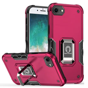 Premium Optimum Magnetic Ring Stand Hybrid Case Cover For iPhone 16E / SE4/ 17e - Hot Pink