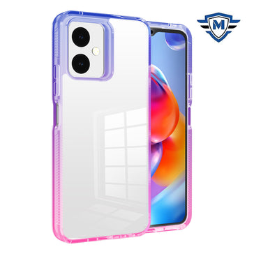 Metkase Dotted Edged Line Tow-Tone Transparent High Quality Hybrid Case In Slide-Out Package For Boost Celero Sc 5G 2024 - Light Blue/Hot Pink