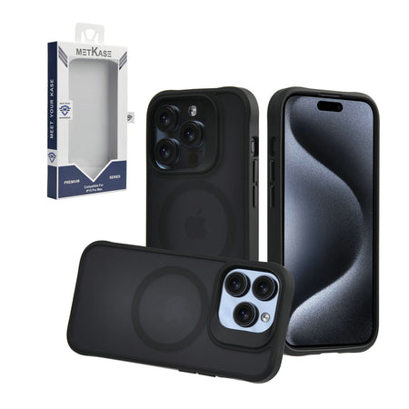 Metkase New Premium [Magnetic Circle] Shockproof Raised Camera Protection Hybrid Case For Iphone 15 - Smoke