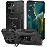 Premium Complete Magnetic Metal Ring Stand Camera Protection Hybrid Case For Moto G Stylus 5G 2025 - Black