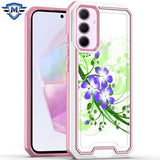 Metkase Premium Rank Design Fused Hybrid Case In Slide-Out Package For Samsung A35 5G - Green Floral