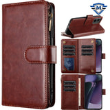 Metkase Luxury Wallet Card Id Zipper Money Holder In Slide-Out Package For Motorola Moto G Stylus 5G 2024 - Brown