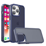 Premium Polished Oil Thick Acrylic Metal Button Hybrid cover For iPhone 13 / 14 - Dark Blue