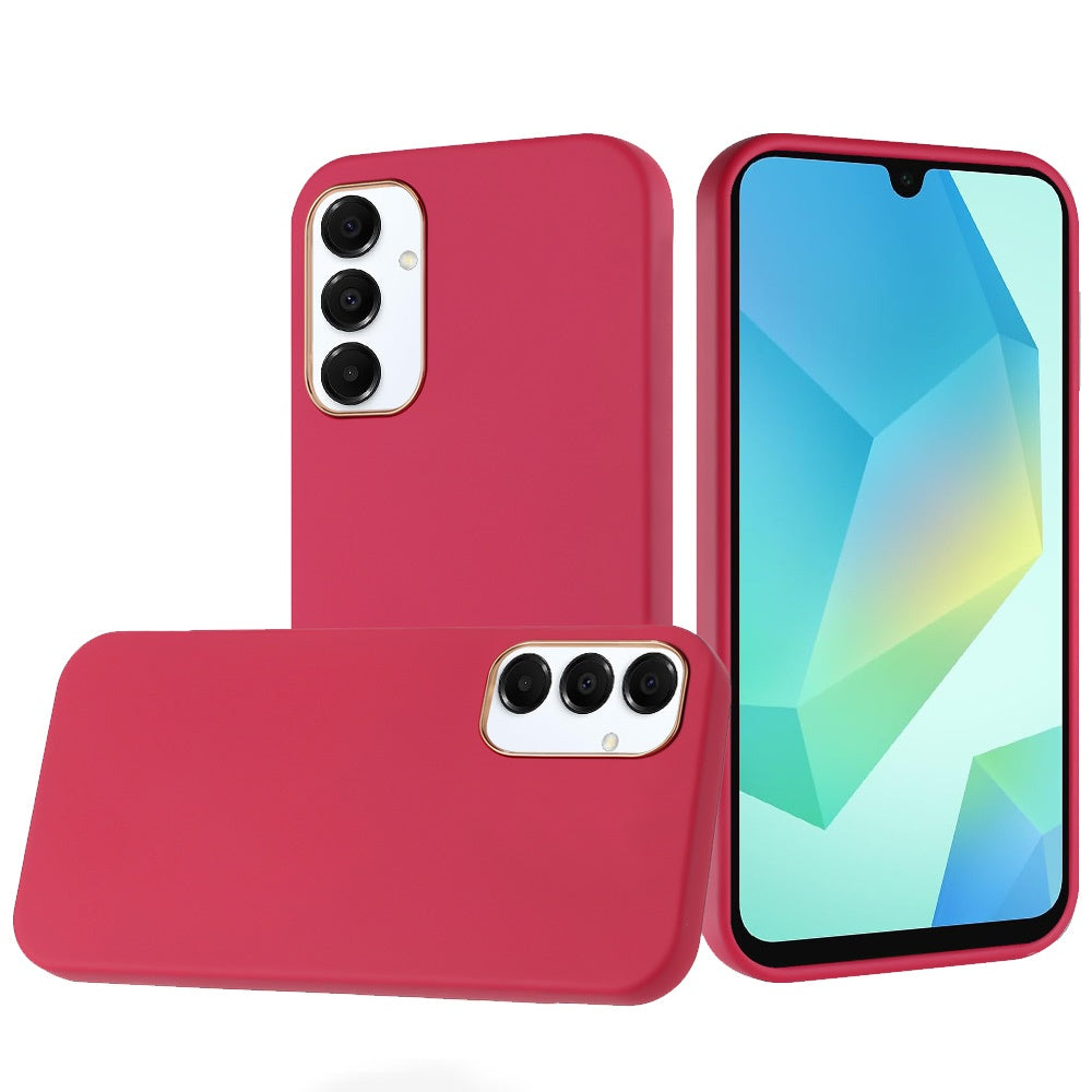For Samsung A16 5G Case Premium Soft Cover w/ Chrome buttons + Tempered Glass, Pink For Samsung A16 5G Case Premium Soft Cover w/ Chrome buttons + Tempered Glass, Pink