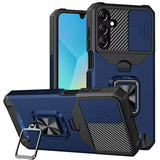 Premium Multi-Functional Card Magnetic Ring Stand Hybrid Camera Case Cover For Samsung A16 5G - Blue