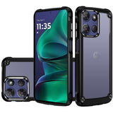 Premium Ultimate Casex Transparent Hybrid Case With Metal Buttons And Camera Edges For Moto G Stylus 5G 2025 - Black