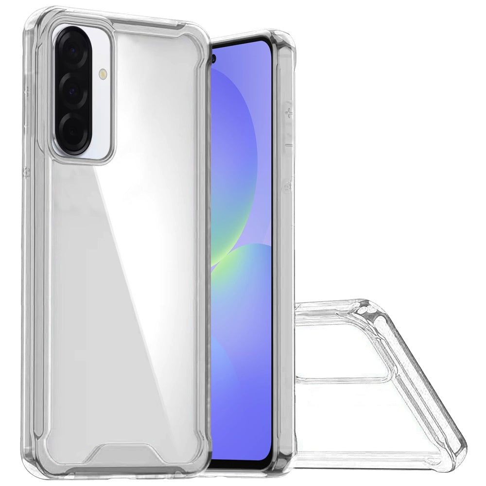 HR Premium Colored Shockproof Transparent Hard Pc Tpu Hybrid Case Cover For Samsung Galaxy A37 - Clear/Clear