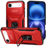 Premium Complete Magnetic Metal Ring Stand Camera Protection Hybrid Case for iPhone 17 Air - Red