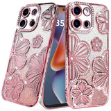 Premium Shimmer Glitter Floral Design Case For Moto G 5G 2025/2026 & Moto G Play 2026 - Rose Gold