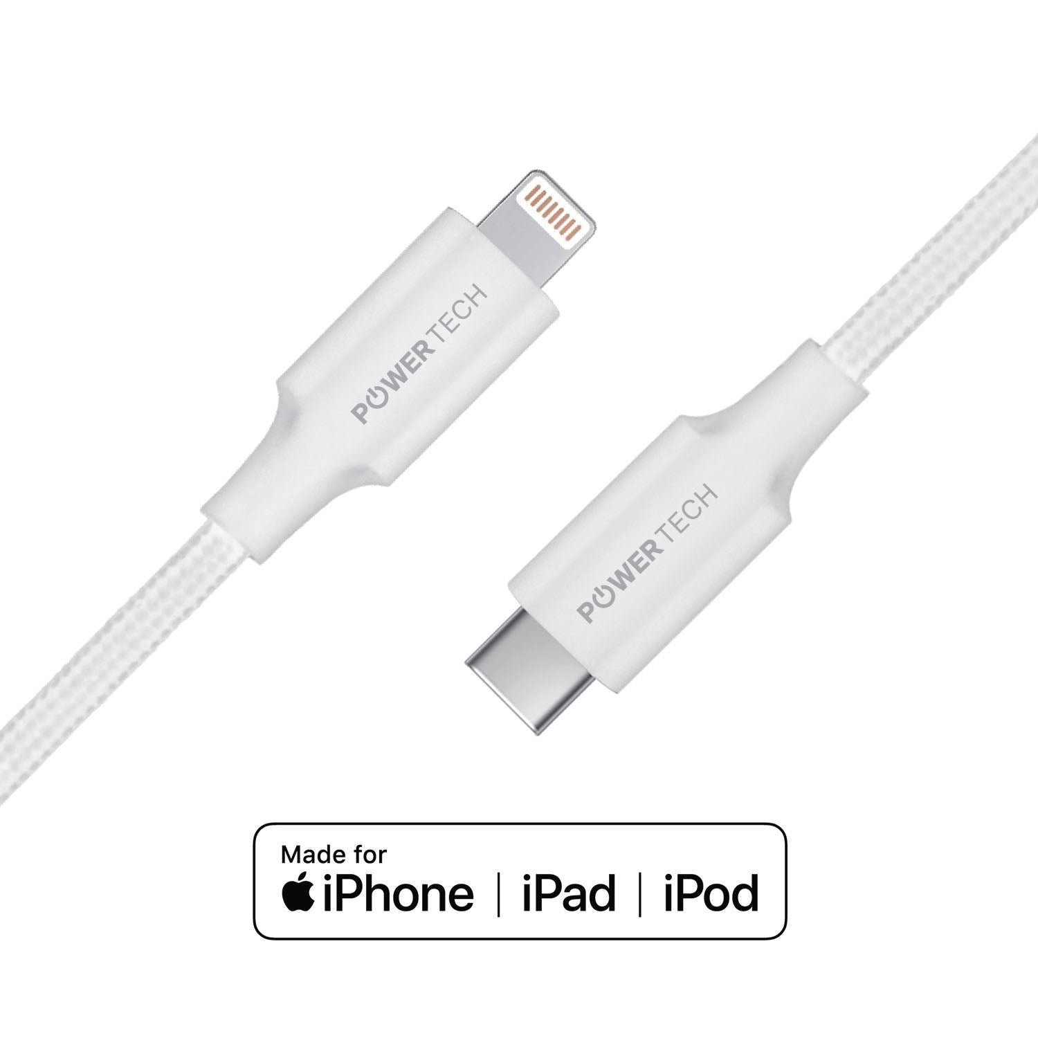 Powertech USB-C To Lightning 4' Cable - White
