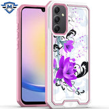 Metkase Premium Rank Design Fused Hybrid Case In Slide-Out Package For Samsung A25 5G - Rose Pink Floral