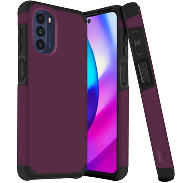 MetKase Tough Strong Slim Dual-Layer Shockproof Hybrid Case Cover For Moto G 5G 2022 - Magenta Purple