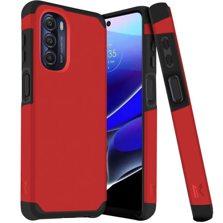 MetKase Tough Strong Slim Dual-Layer Shockproof Hybrid Case Cover For Moto G Stylus 5G 2022 - Flame Scarlet