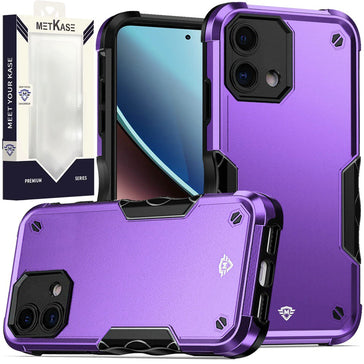 Metkase Exquisite Tough Shockproof Hybrid In Slide-Out Package For Moto G Stylus 5G (2023) - Dark Purple/Black