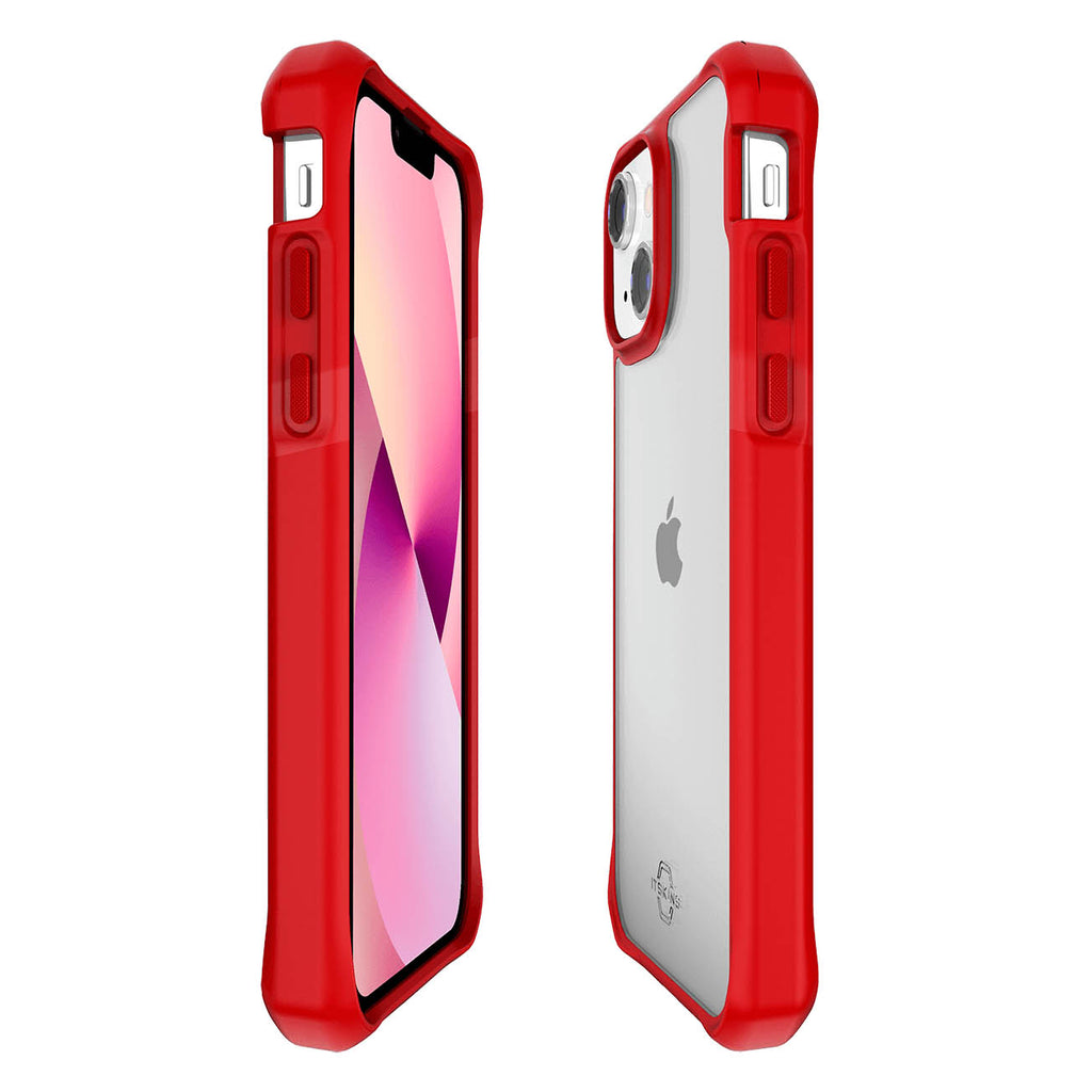 ITSKINS Hybrid Solid Case For iPhone 13 - Antimicrobial - Red/Transparent